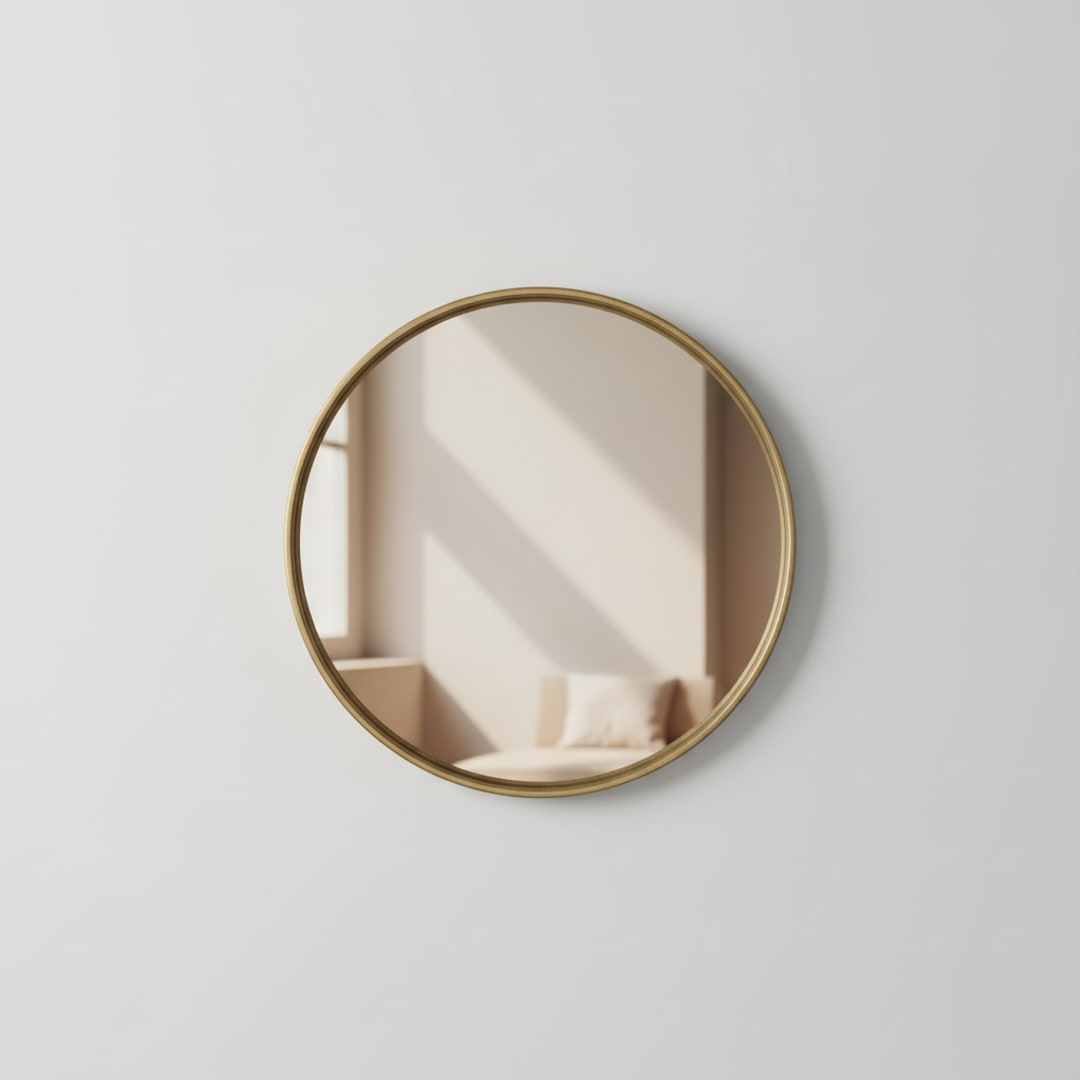 Round Wall Mirror, Brass Rim